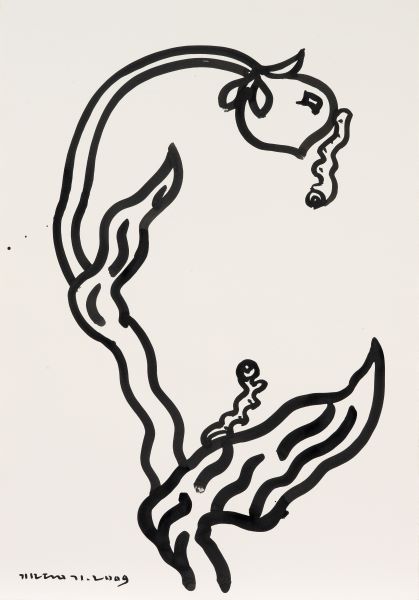 Worms, 2009, Acrylic Ink on paper, 100x71cm